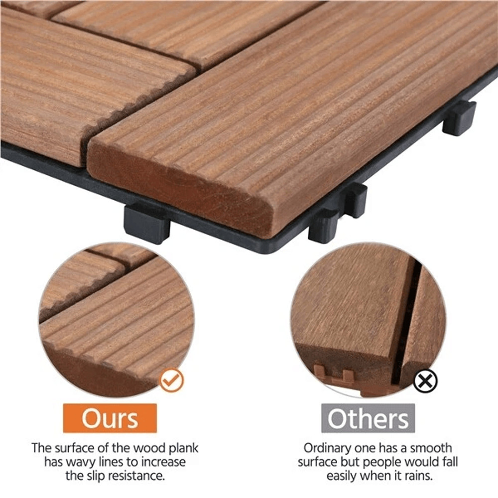 Interlocking Deck Tiles Wood Flooring Solid Wood Brown Patio Tiles For Outdoor Garden Balcony And T 3