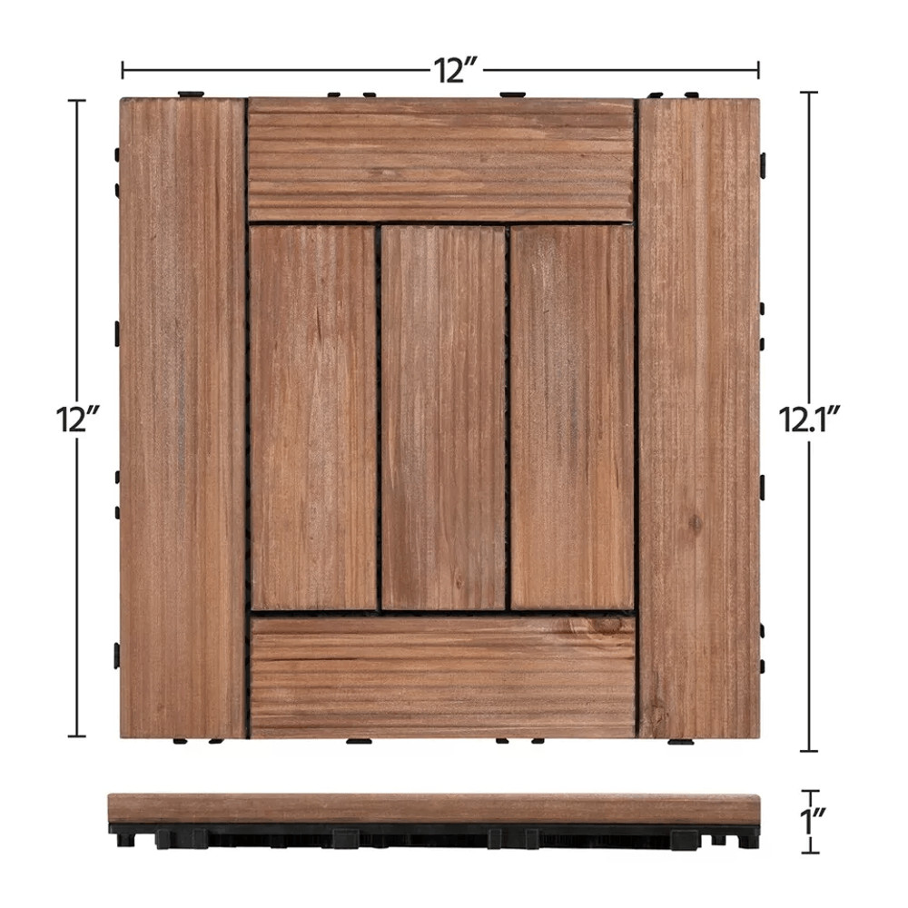Interlocking Deck Tiles Wood Flooring Solid Wood Brown Patio Tiles For Outdoor Garden Balcony And T 10