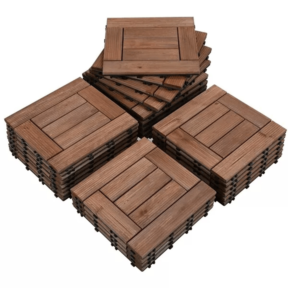 Interlocking Deck Tiles Wood Flooring Solid Wood Brown Patio Tiles For Outdoor Garden Balcony And T 0