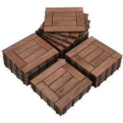 interlocking deck tiles wood flooring solid wood brown patio tiles for outdoor, garden, balcony, and terrace renovation