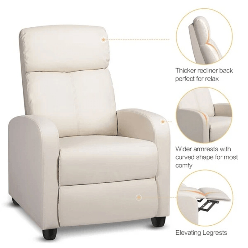 Adjustable Single Leather Reclining Chair With Pocket Spring For Living Room Comfortable Modern Rec 6