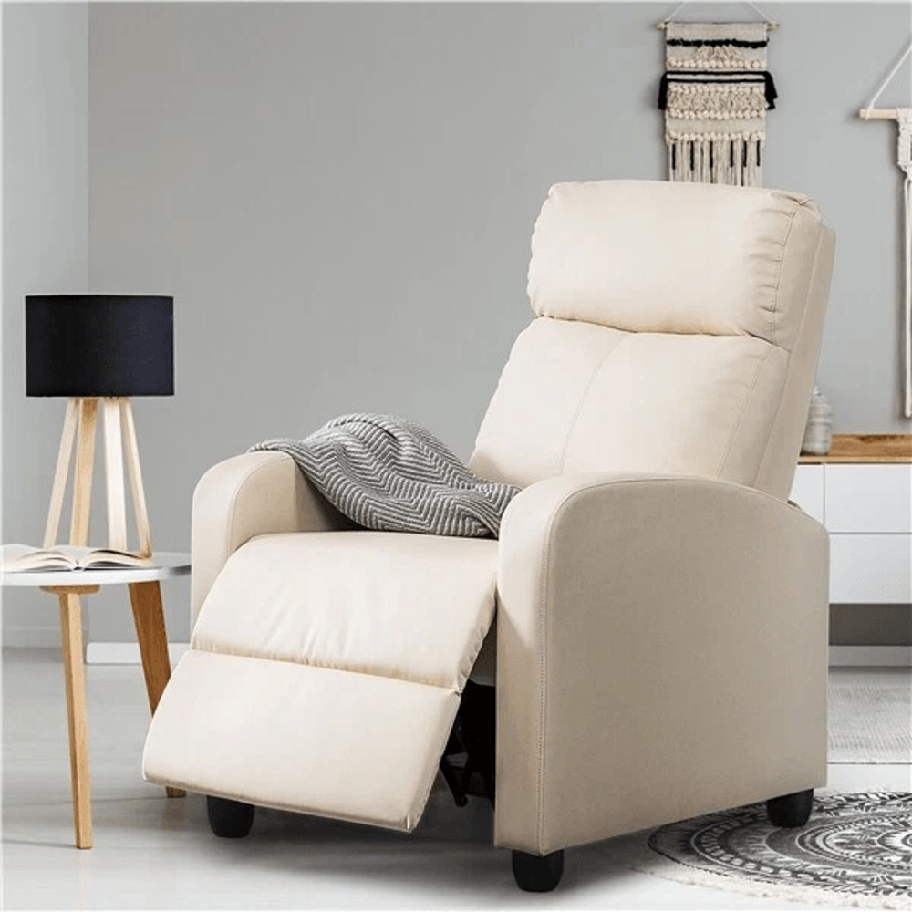 Adjustable Single Leather Reclining Chair With Pocket Spring For Living Room Comfortable Modern Rec 0