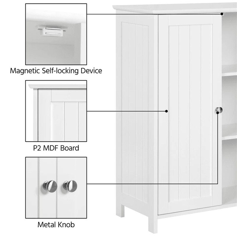 Bathroom Floor Cabinet With Adjustable Shelves Free Standing Storage Organizer Compact Size High Lo 1