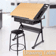 Height Adjustable Drafting Table Drawing Art Desk With Stool 2 Drawers Tilt Angle Artist Workstati