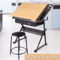 Height Adjustable Drafting Table Drawing Art Desk With Stool 2 Drawers Tilt Angle Artist Workstati