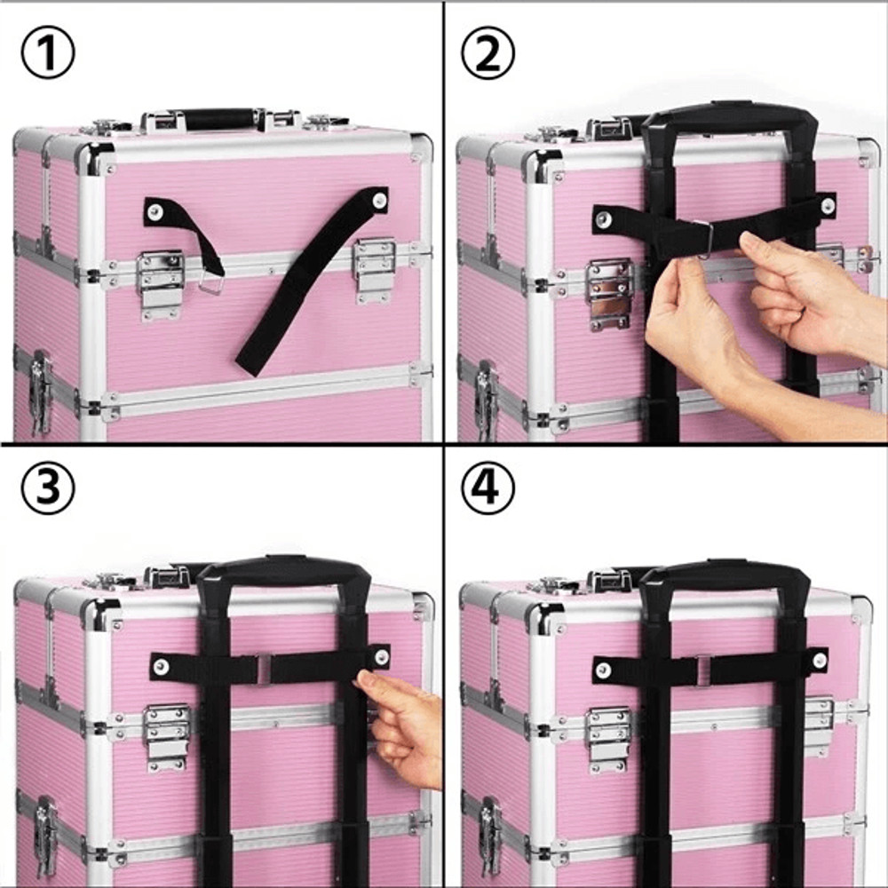 Large Professional Makeup Case Rolling Train Case Secure Cosmetic Organizer With Key Lock 4