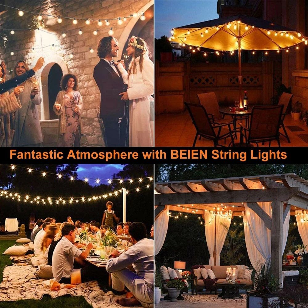G40 Solar Powered 18ft Outdoor Patio String Lights Dusk To Dawn Globe Lights For Yard Bistro Deco 2