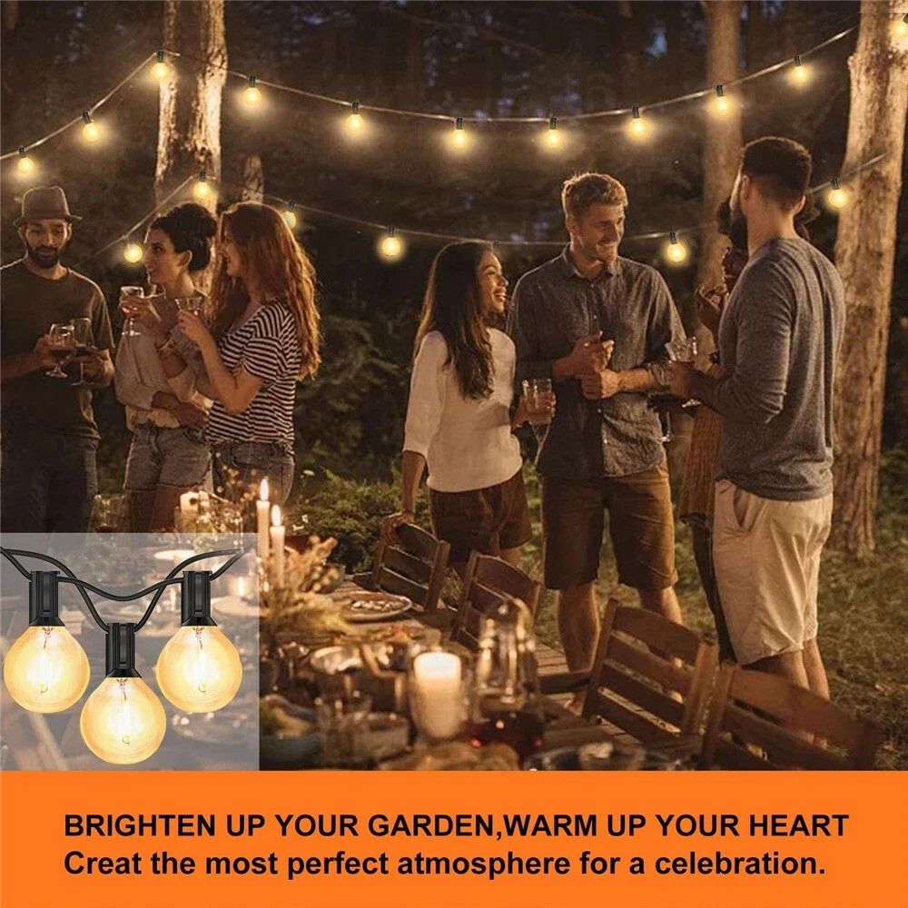 G40 Solar Powered 18ft Outdoor Patio String Lights Dusk To Dawn Globe Lights For Yard Bistro Deco 3