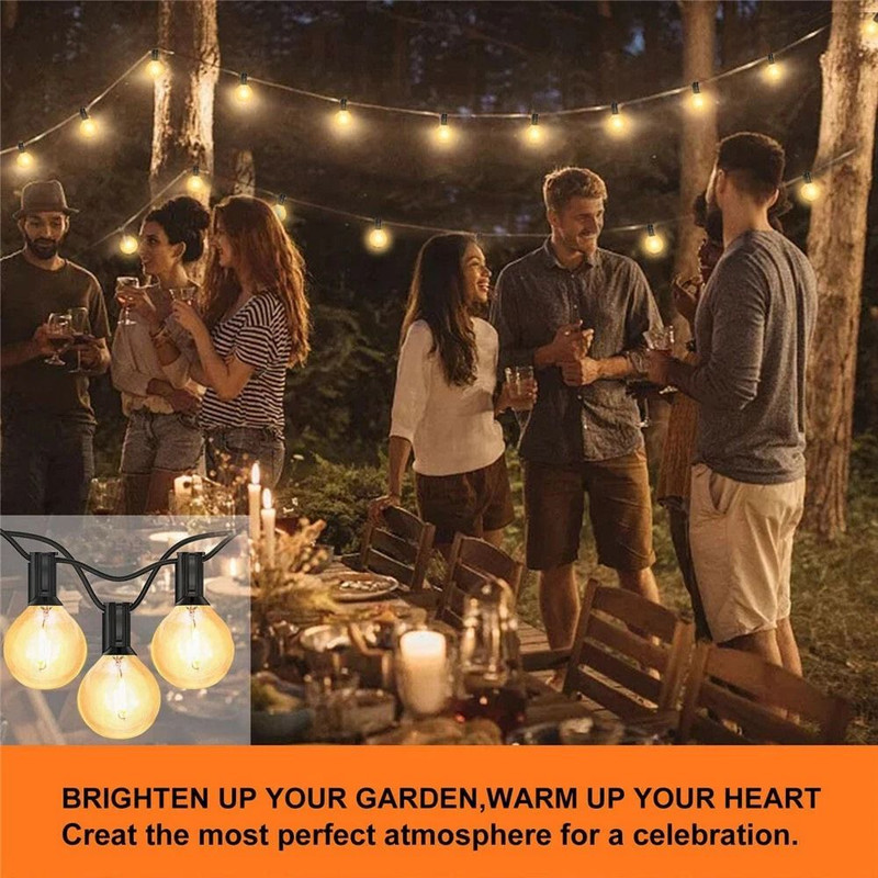 G40 Solar Powered 18ft Outdoor Patio String Lights Dusk To Dawn Globe Lights For Yard Bistro Deco 3