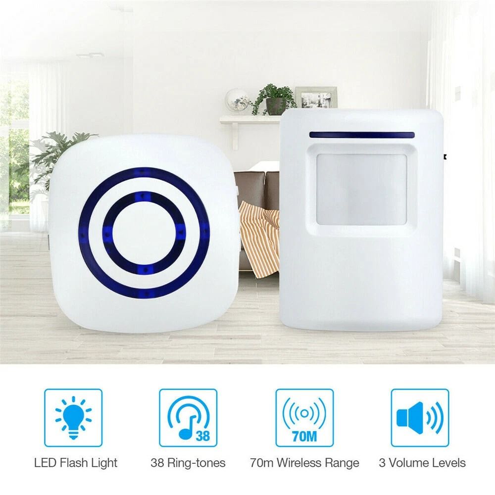 Wireless Motion Sensor Alarm Door Chime 500ft Range Entry Alert With Plugin Receiver Gate Detector 0