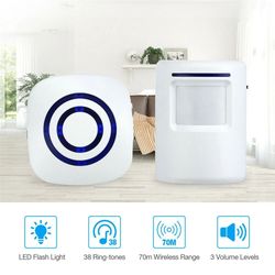 wireless motion sensor alarm door chime 500ft range entry alert with plug-in receiver, gate detector for home security