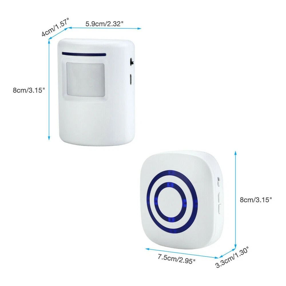 Wireless Motion Sensor Alarm Door Chime 500ft Range Entry Alert With Plugin Receiver Gate Detector 1