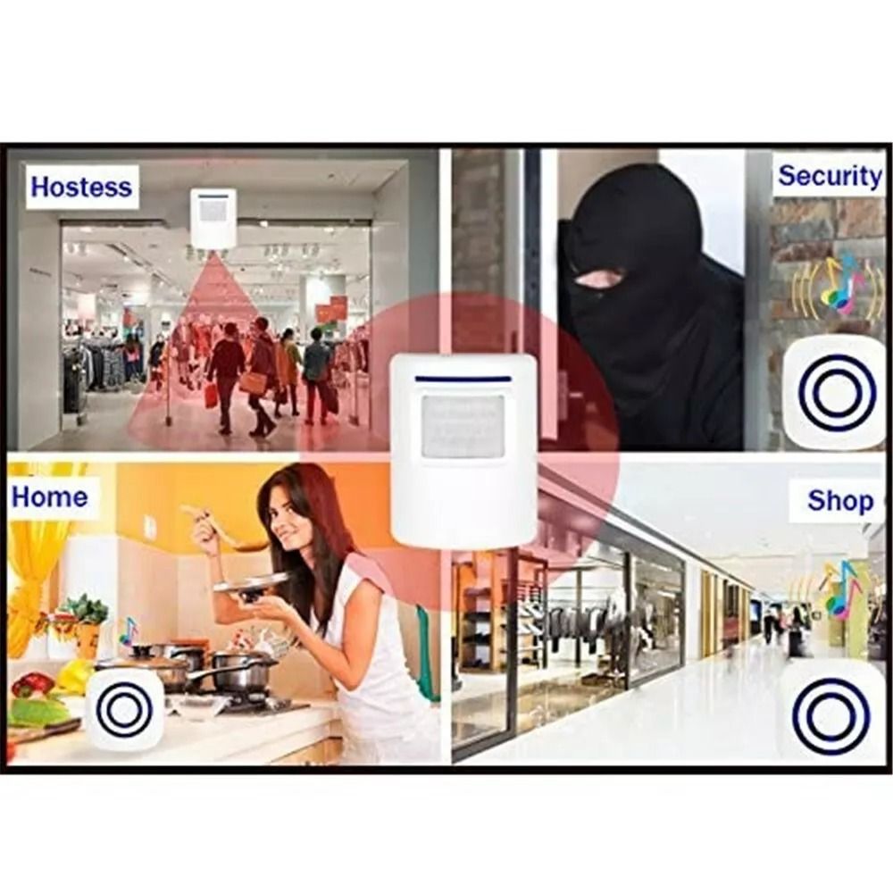Wireless Motion Sensor Alarm Door Chime 500ft Range Entry Alert With Plugin Receiver Gate Detector 5