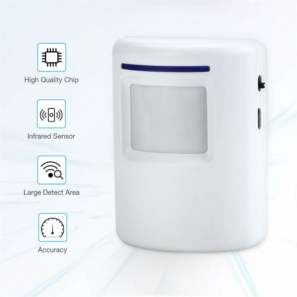 Wireless Motion Sensor Alarm Door Chime 500ft Range Entry Alert With Plugin Receiver Gate Detector 6