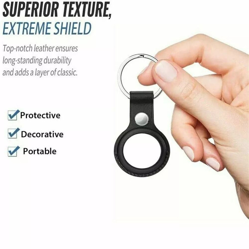 4 PCS AirTag Leather Holder Case Cover  Premium AirTags Tracker Keychain Sleeve  Shell Protector 1