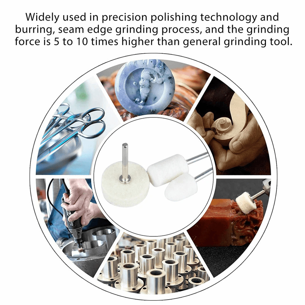 Wool Felt Buffing Polishing Pads Wheel Set For Dremel Grinder Precision Metal Jewelry Polishing Ac 5