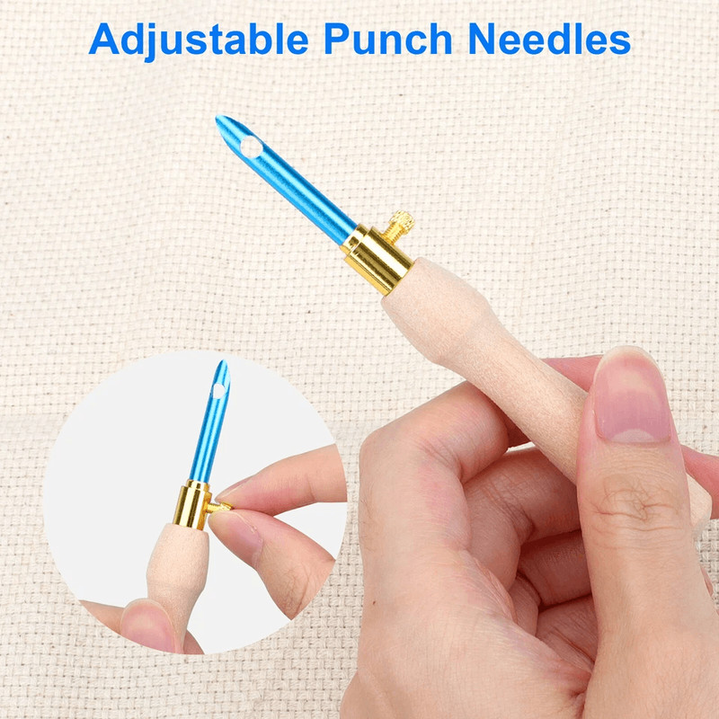 Sewing Punch Needle Kit Beginner Cross Stitching Floss Embroidery Tools With Storage Wooden Metal 3