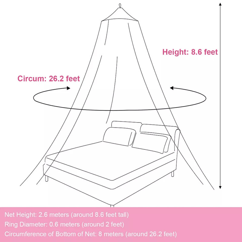Romantic Dome Mosquito Net Canopy Insect Protective Netting Mesh Curtain For Small Twin Queen Beds 4