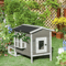Wooden Raised Luxury Cat House With Balcony Porch Outdoor Indoor Dog Cage Grey Weatherproof 0