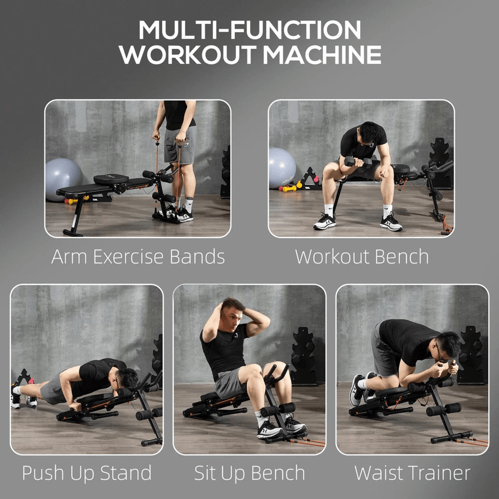 Foldable MultiUse Ab Trainer Abdominal Cruncher Sit Up Bench Side Shaper For Home Gym 5