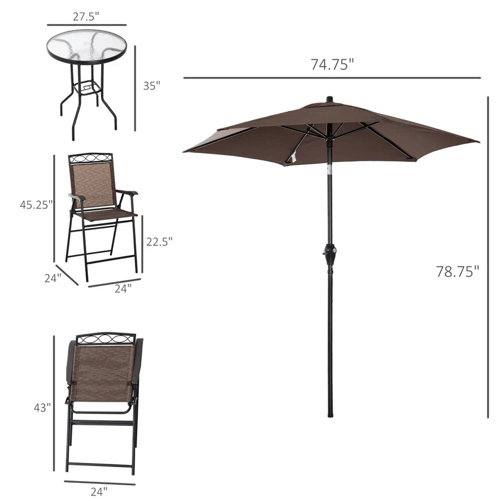 Outdoor Patio Dining Set Furniture With Folding Chairs Table Adjustable Umbrella 1