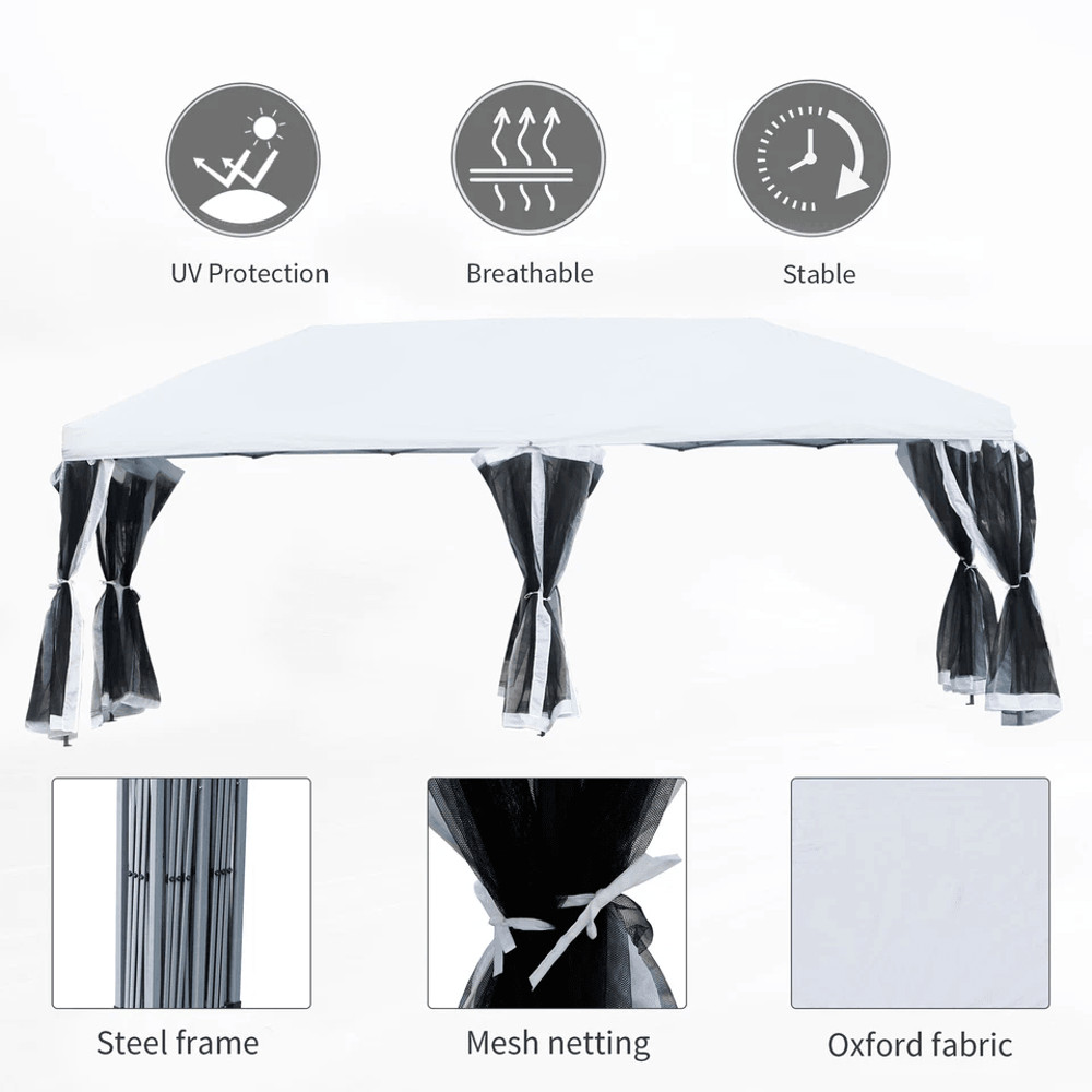 Pop Up Party Tent Gazebo Wedding Canopy With Sidewalls Cream White Outdoor Shade 2