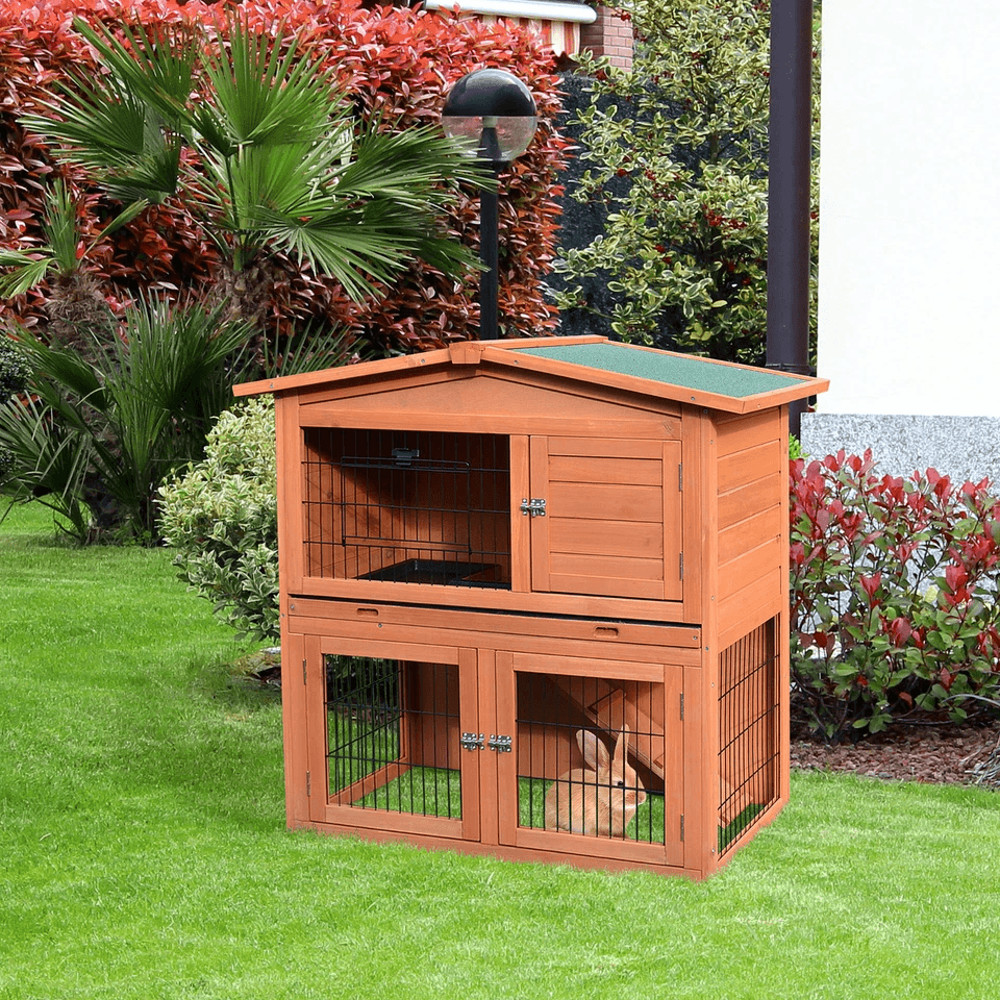 New A Frame Wood Rabbit Hutch Chicken Coop Small Animal Cage Outdoor Bunny House 0