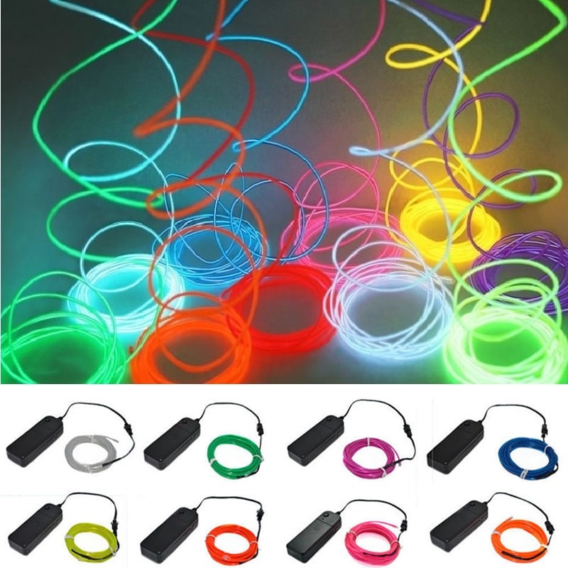 LED Glow Wire Neon Cable BatteryPowered Light Strip For Christmas DIY Projects Costumes Dance Part 0