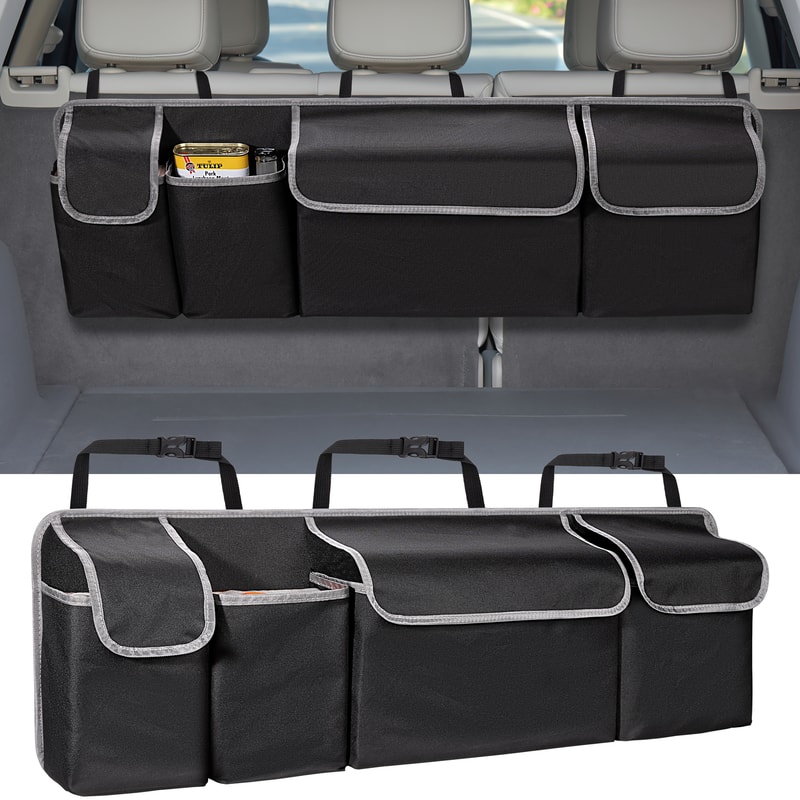 Backseat Hanging Car Trunk Organizer for SUV & Truck, Rear Seat Storage Bag with 4 Pockets, Universal Fit for SUV, Truck