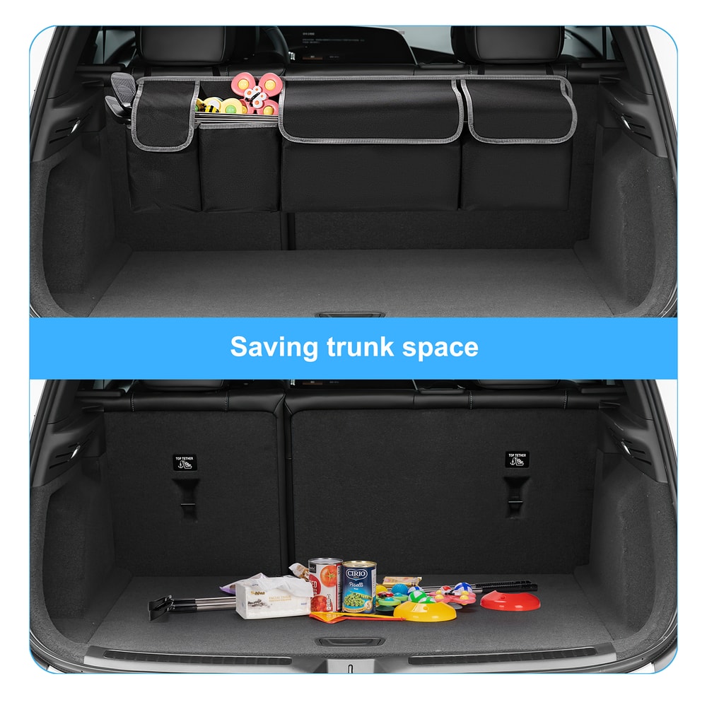 Backseat Hanging Car Trunk Organizer for SUV & Truck, Rear Seat Storage Bag with 4 Pockets, Universal Fit for SUV, Truck