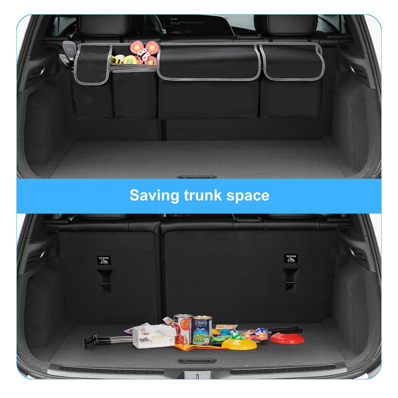 Backseat Hanging Car Trunk Organizer for SUV & Truck, Rear Seat Storage Bag with 4 Pockets, Universal Fit for SUV, Truck