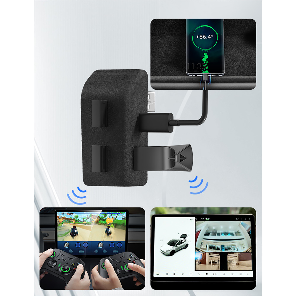 Tesla Model 3 Y Highland Glove Box USB Docking Station, YZ Quick Charger Hub 4 USB Port Shunt Flocking Adapter Powered