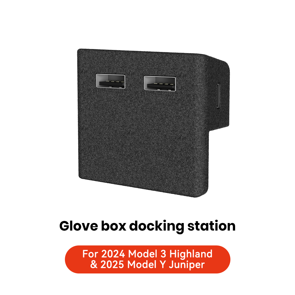 Tesla Model 3 Y Highland Glove Box USB Docking Station, YZ Quick Charger Hub 4 USB Port Shunt Flocking Adapter Powered