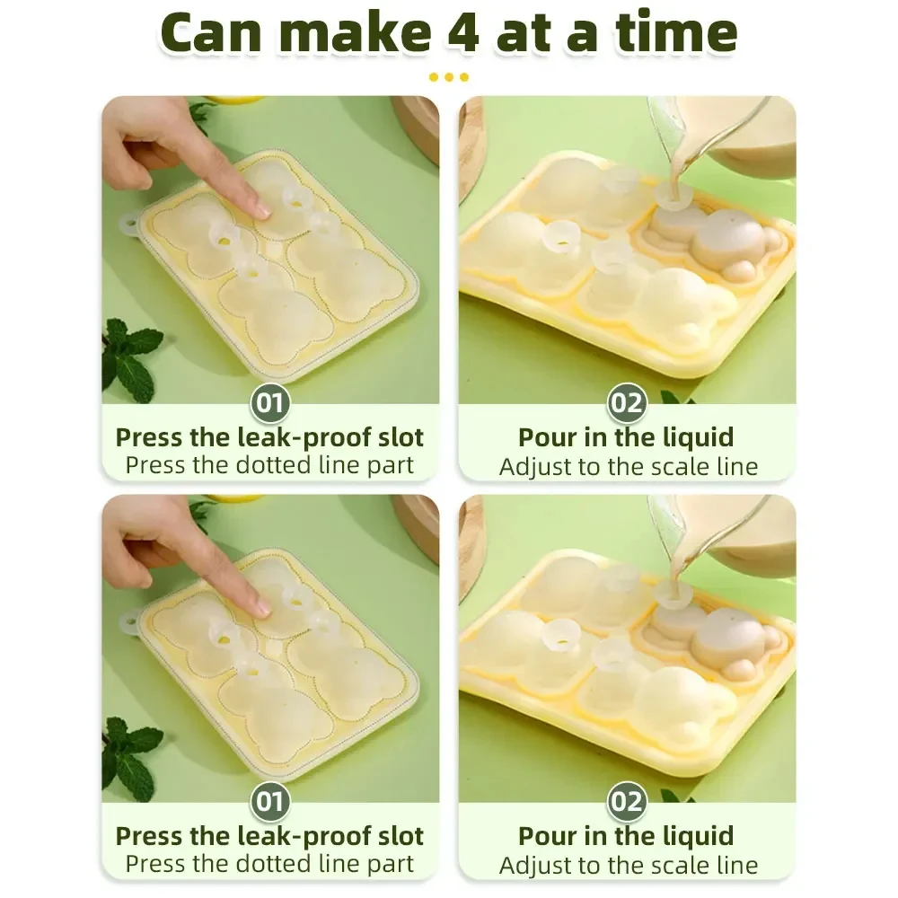 BearShaped Silicone Ice Cube Mold BPAFree Freezer Ice Trays For Smoothies Baby Food  Drinks 2