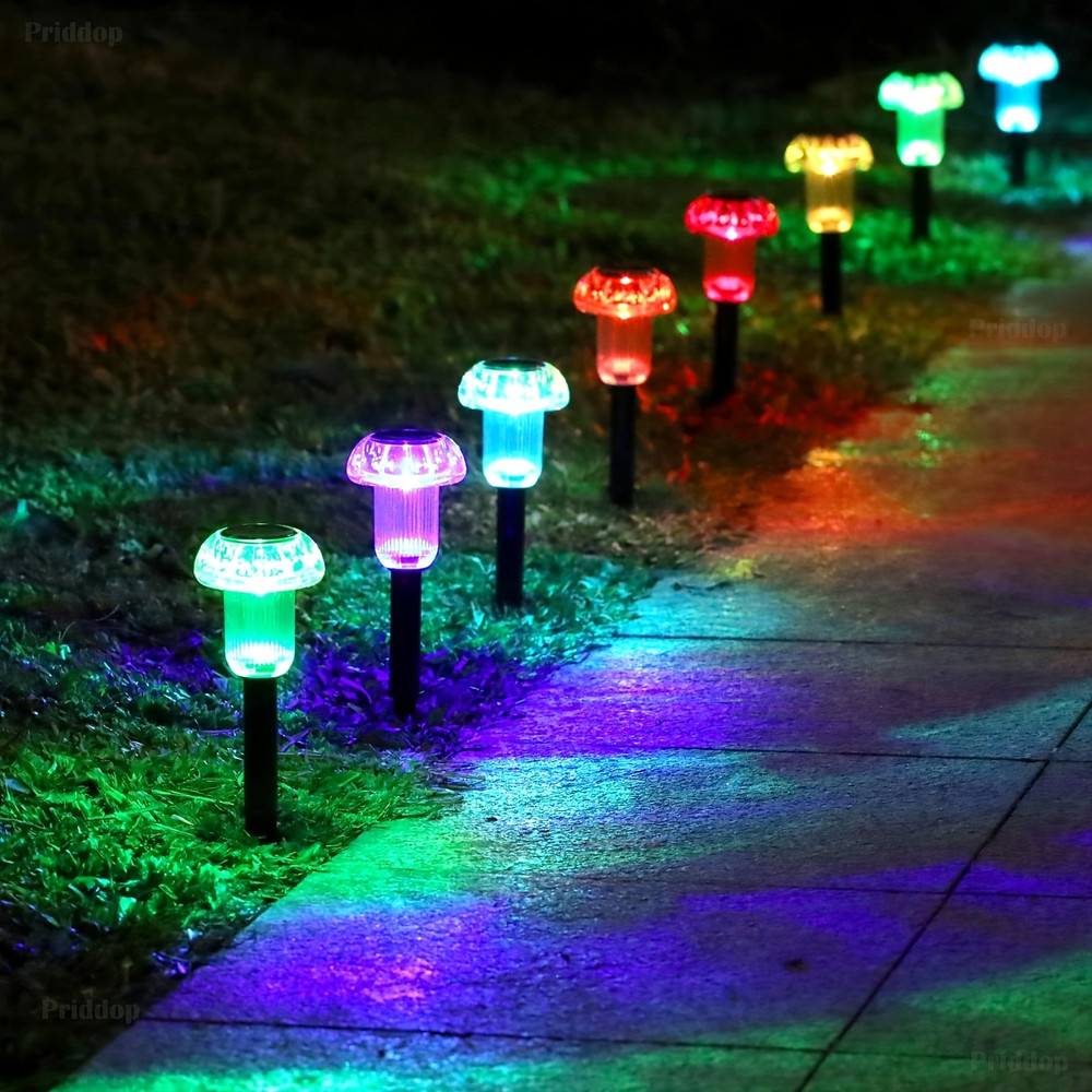 Solar Pathway Lights Outdoor Vibrant LED Mushroom Garden Stake Lighting For Walkways Lawns Driveway 1