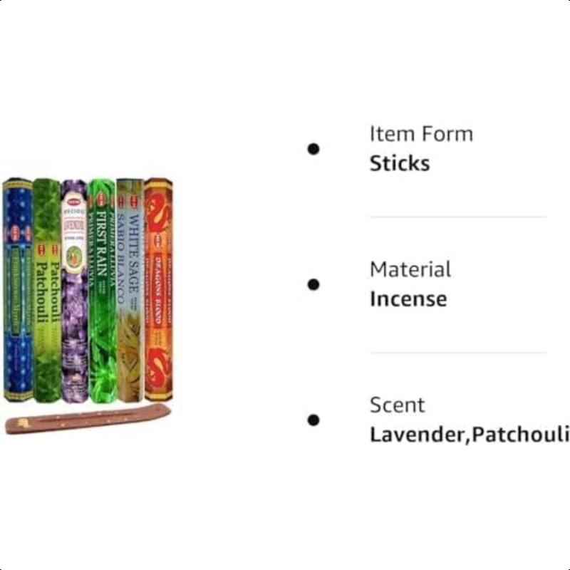 Assorted Hexa Combo Incense Sticks, 6 Unique Aromas for Relaxation, Meditation