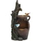 LuxenHome 30 Inch Tall Outdoor Water Fountain, Rustic Pot & Tree Trunk Cascading Waterfall Fountain for Garden, Patio
