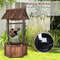 Old-Fashioned Wood Waterfall Fountain with Bucket Pump, Rustic Farmhouse Decoration for Garden, Backyard, Outdoor Decor