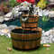 Rustic Wood Barrel Cascading Water Fountain with Electric Pump, Barrel Waterfall Fountain Outdoor for Garden & Patio