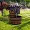Rustic Wood Barrel Cascading Water Fountain with Electric Pump, Barrel Waterfall Fountain Outdoor for Garden & Patio