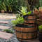 Rustic Wood Barrel Cascading Water Fountain with Electric Pump, Barrel Waterfall Fountain Outdoor for Garden & Patio
