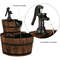 Rustic Wood Barrel Cascading Water Fountain with Electric Pump, Barrel Waterfall Fountain Outdoor for Garden & Patio