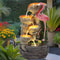 5 Tier Outdoor Indoor Water Feature Fountain, Flamingo Ornamental Cascading Waterfall with 5 LED Light for Garden, Decor