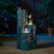 31.75 H Outdoor Water Fountain with LED Lights and Pump, Dandelion Texture Vase Shaped Ceramic Floor Standing Fountain