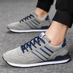 artificial leather mens casual shoes, lightweight spring sneakers | breathable lace-up flats for outdoor & daily wear