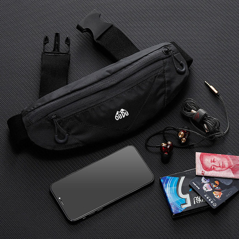 Sport Waist Bag with Double Zipper Pockets, Running Waistband Gym Yoga Belt, Mobile Phone Waist Wallet Pouch