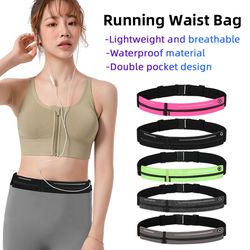 running waist bag for men women outdoor sports, elastic thin fitness gym bag, money phone holder jogging training pack
