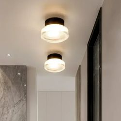 modern design led wall lamps, 2-pack round acrylic lighting fixtures for bedroom bedside, dimmable indoor/outdoor