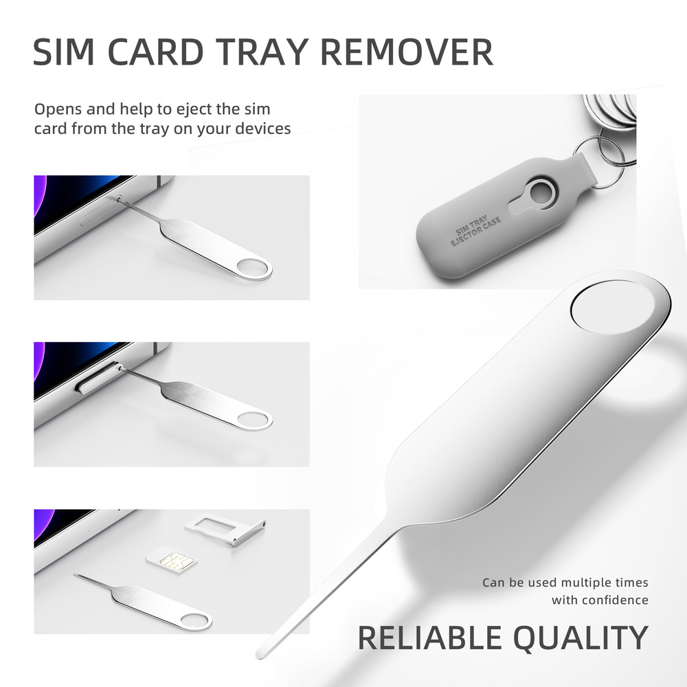10 Pack SIM Card Eject Pin Removal Tools, Fits All iPhone, Samsung, Android Cell Phones, Mobile SIM Tray Opener