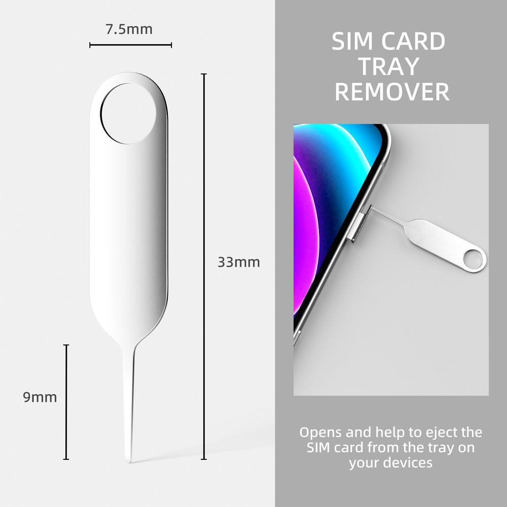 10 Pack SIM Card Eject Pin Removal Tools, Fits All iPhone, Samsung, Android Cell Phones, Mobile SIM Tray Opener